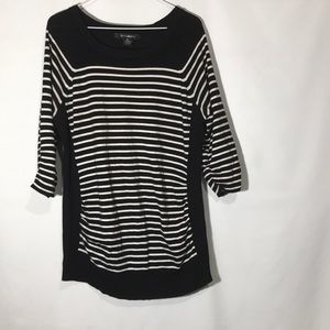 89 & Madison Black And White Stripe Sweater 1X